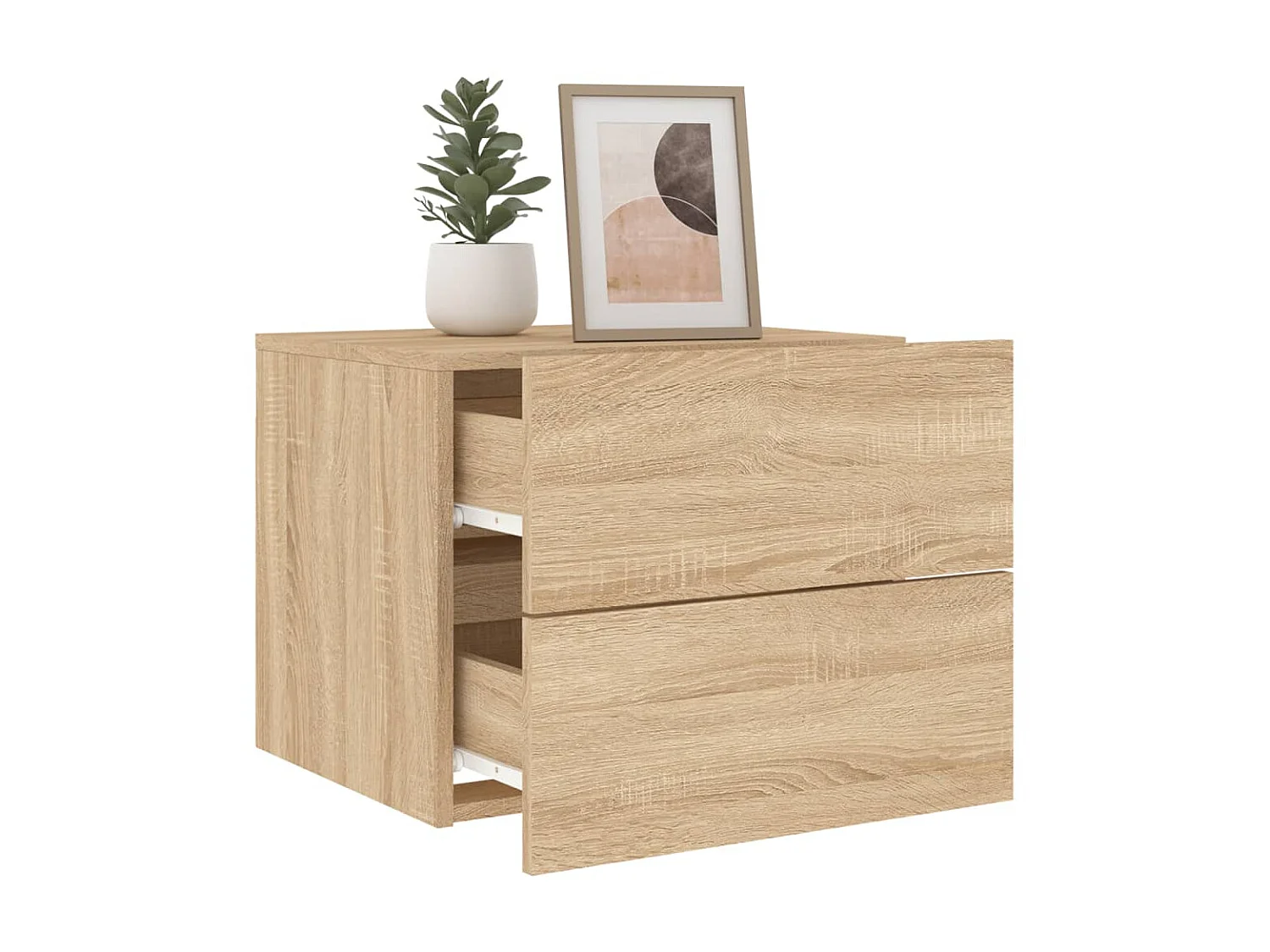 Wand-Nachttisch Nachtschrank mit LED-Leuchten Sonoma-Eiche -RN62263