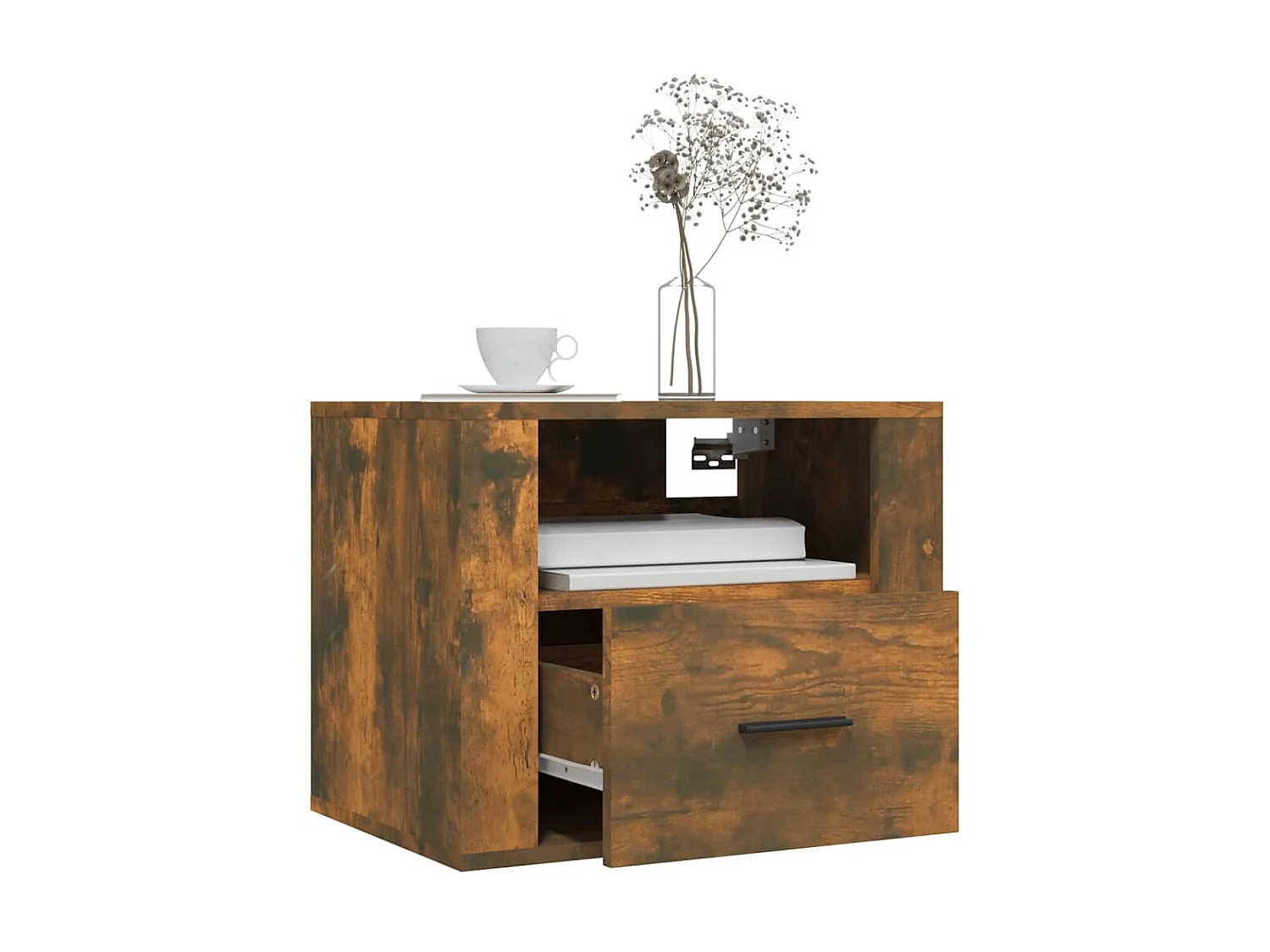 2er-Set Wand-Nachttische Nachtschrank Räuchereiche 50x36x40 cm -RN61134