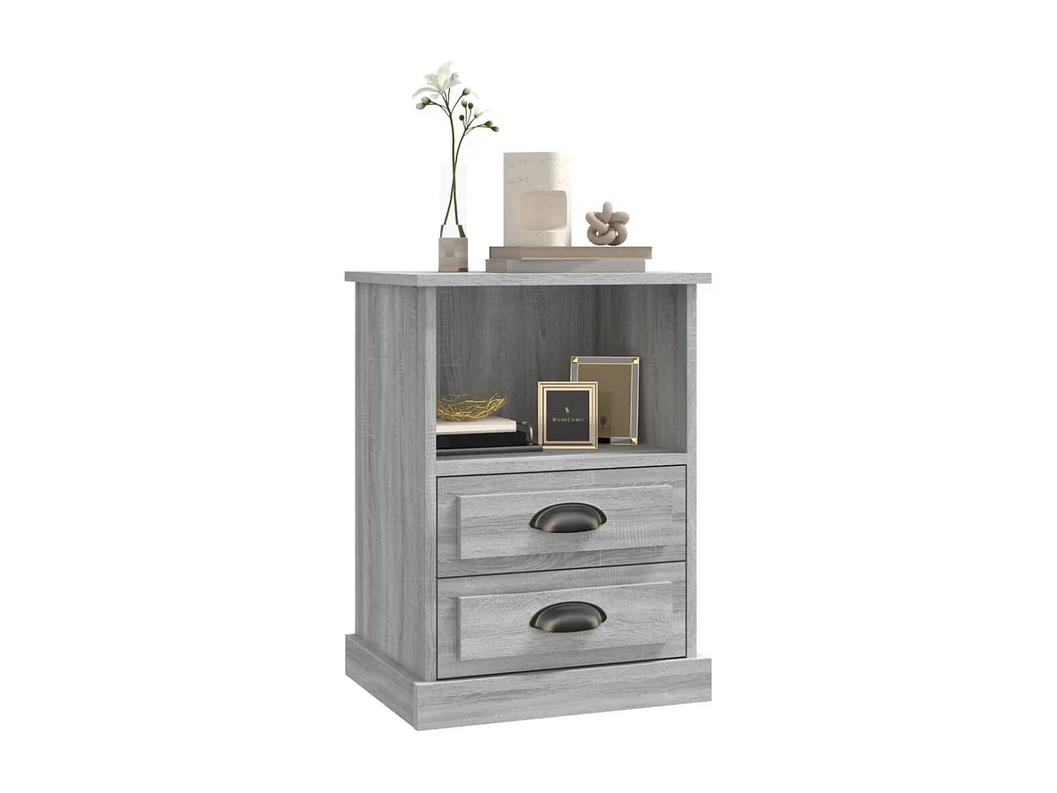 Nachttisch Grau Nachtschrank Sonoma 43x36x60 cm -RN21853