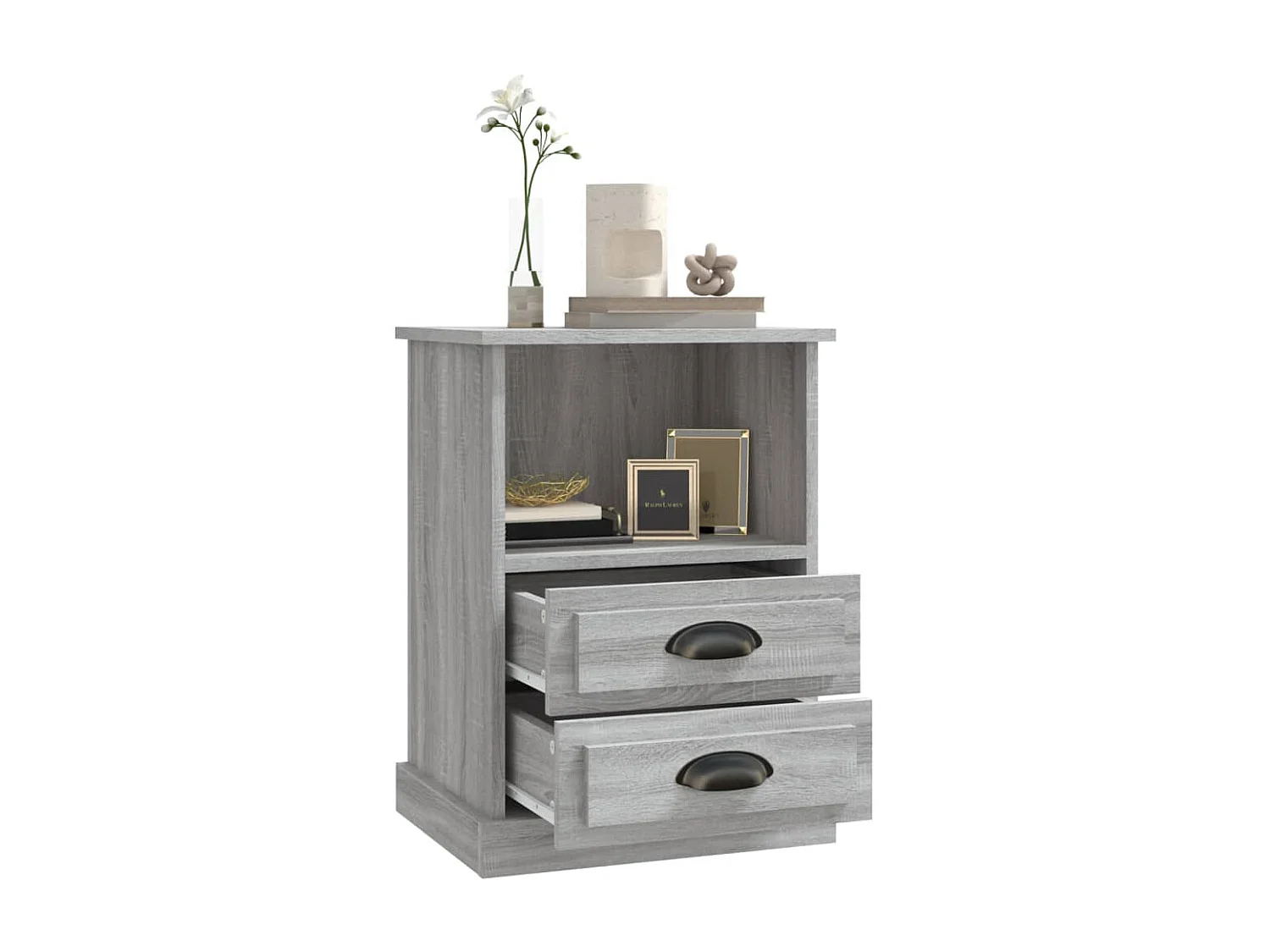 Nachttisch Grau Nachtschrank Sonoma 43x36x60 cm -RN21853