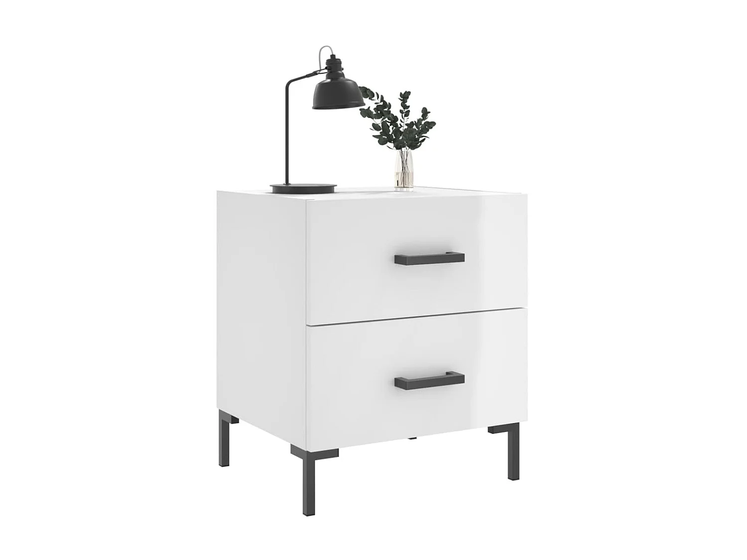 2er-Set Nachttische Nachtschrank Hochglanz-Weiß 40x35x47,5 cm Holzwerkstoff -RN26067