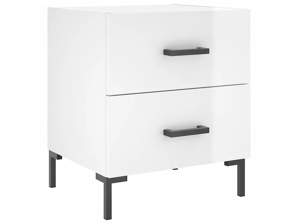 2er-Set Nachttische Nachtschrank Hochglanz-Weiß 40x35x47,5 cm Holzwerkstoff -RN26067