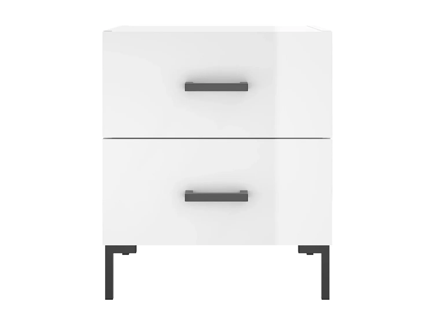 2er-Set Nachttische Nachtschrank Hochglanz-Weiß 40x35x47,5 cm Holzwerkstoff -RN26067