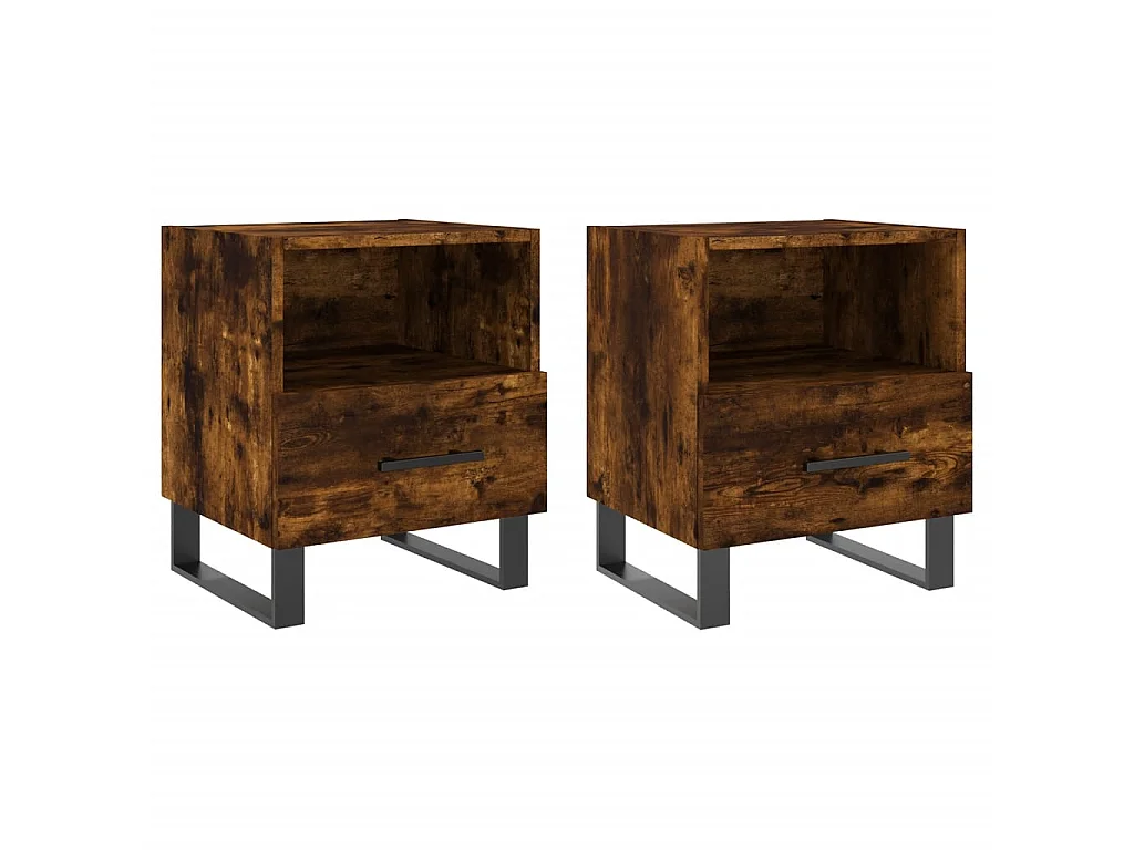 2er-Set Nachttische Nachtschrank Räuchereiche 40x35x47,5 cm Holzwerkstoff -RN65691