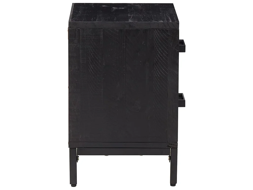 Nachttisch Nachtschrank Schwarz 36x30x45 cm Massivholz Kiefer -RN82255