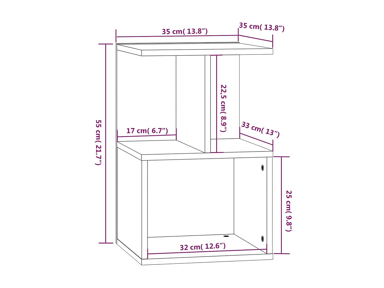 Nachttisch Nachtschrank Räuchereiche 35x35x55 cm Holzwerkstoff -RN87966