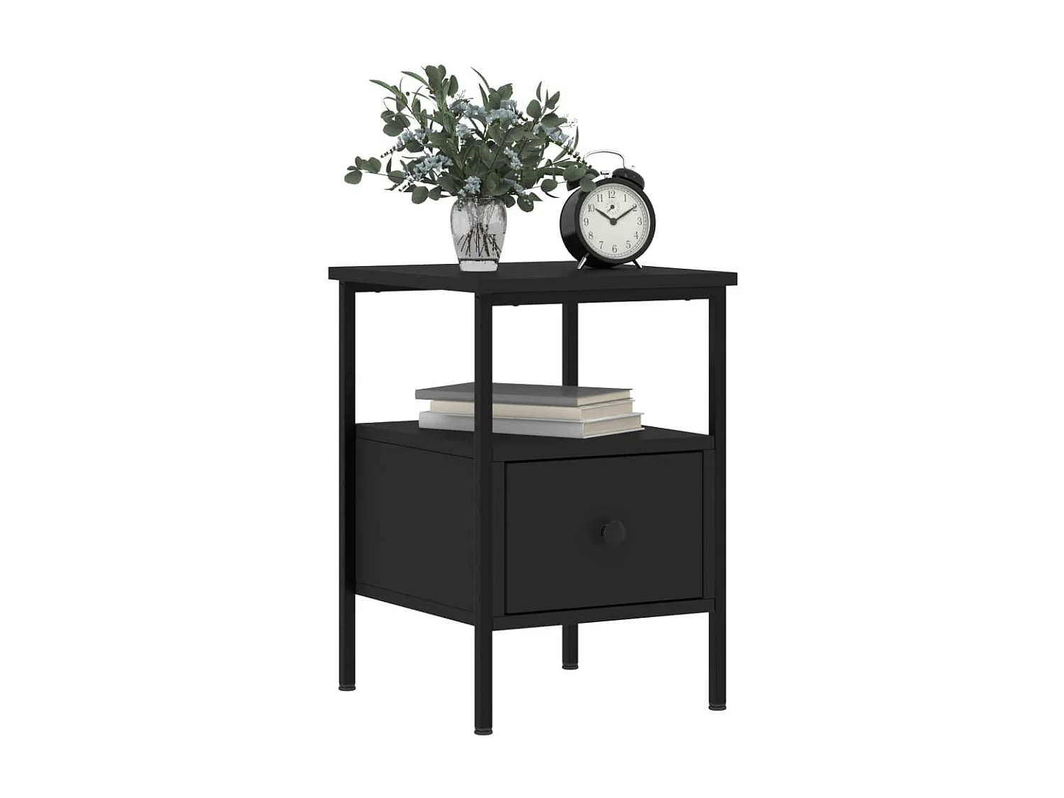 2er-Set Nachttische Nachtschrank Schwarz 34x36x50 cm Holzwerkstoff -RN13366