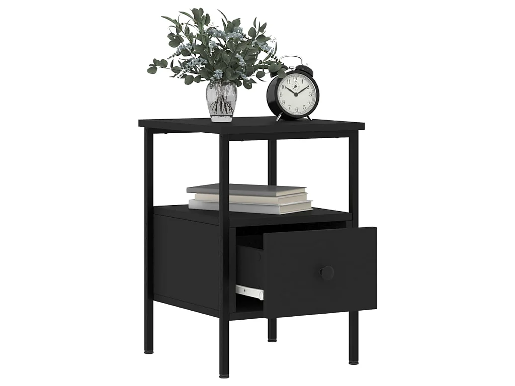 2er-Set Nachttische Nachtschrank Schwarz 34x36x50 cm Holzwerkstoff -RN13366