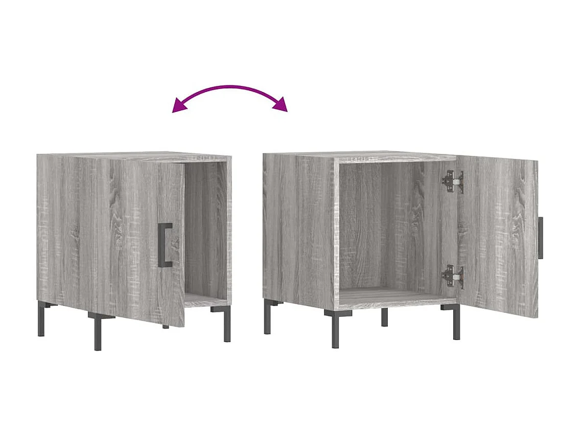2er-Set Nachttische Nachtschrank Grau Sonoma 40x40x50 cm Holzwerkstoff -RN70744