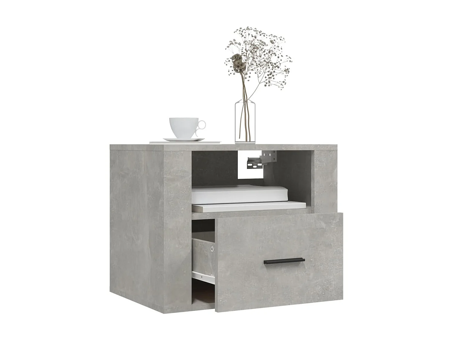 2er-Set Wand-Nachttische Nachtschrank Betongrau 50x36x40 cm -RN53918