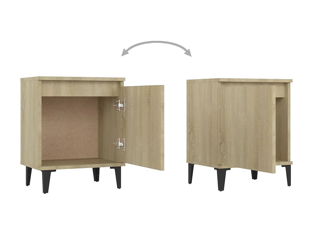2er-Set Nachttische Nachtschrank mit Metallbeinen Sonoma-Eiche 40x30x50 cm -RN41304