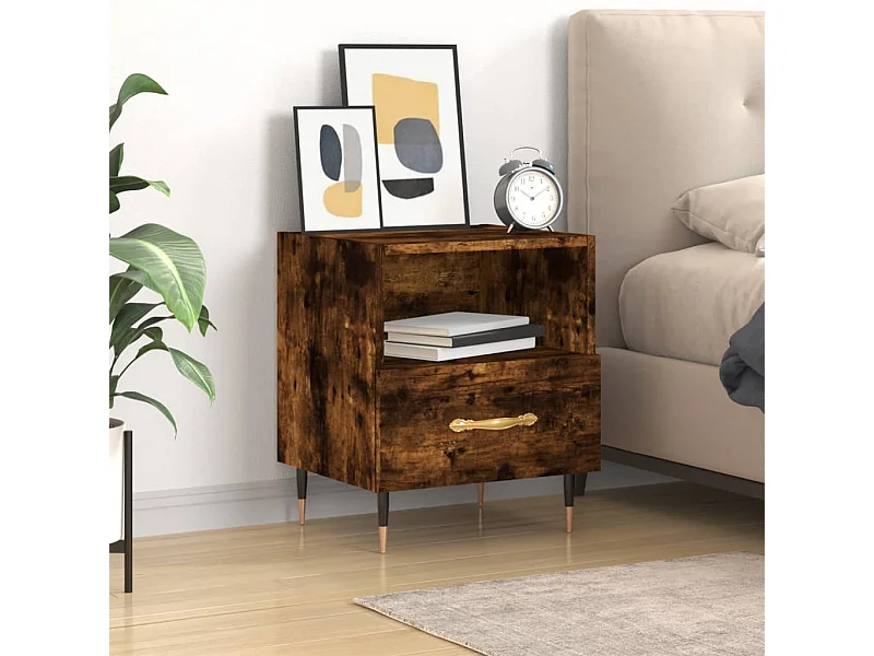 Nachttisch Nachtschrank Räuchereiche 40x35x47,5 cm Holzwerkstoff -RN81532