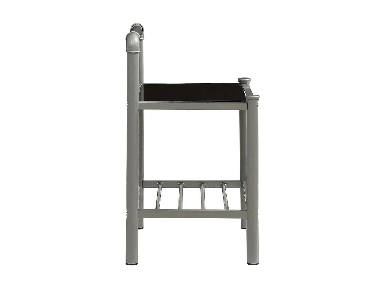 2er-Set Nachttische Nachtschrank Grau und Schwarz Metall und Glas -RN33365