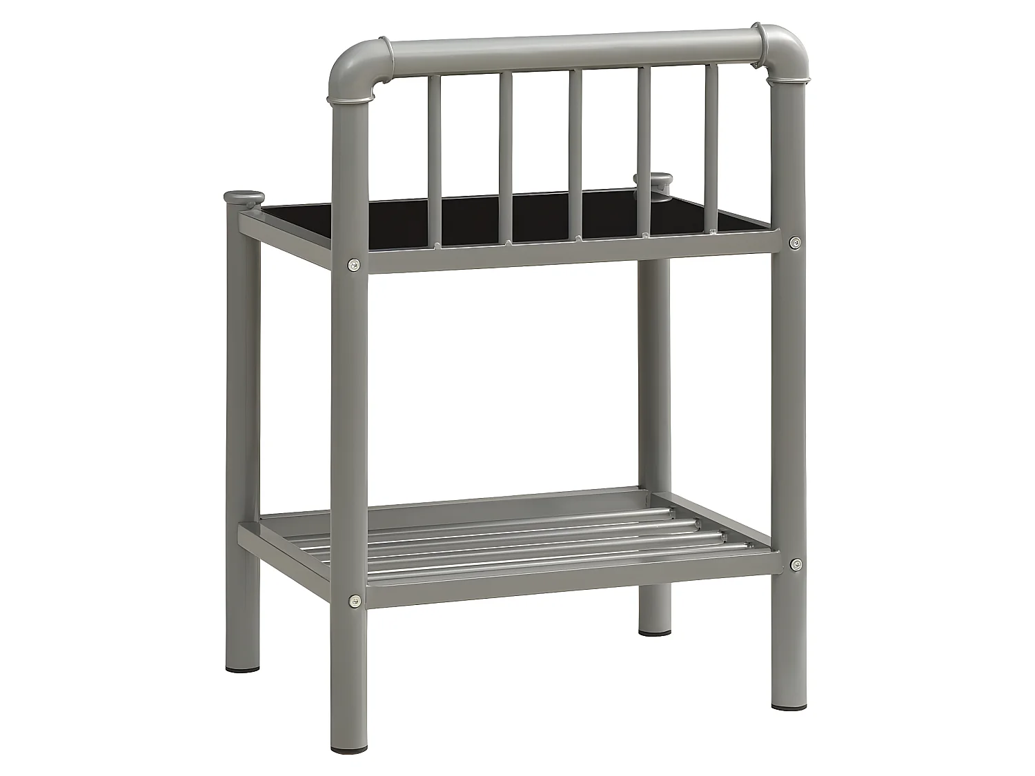 2er-Set Nachttische Nachtschrank Grau und Schwarz Metall und Glas -RN33365