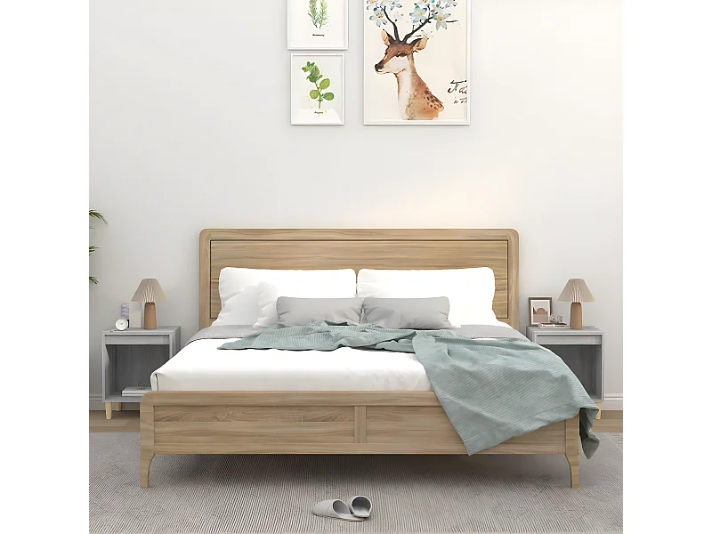 2er-Set Nachttische Nachtschrank Grau Sonoma 40x35x50 cm -RN95714