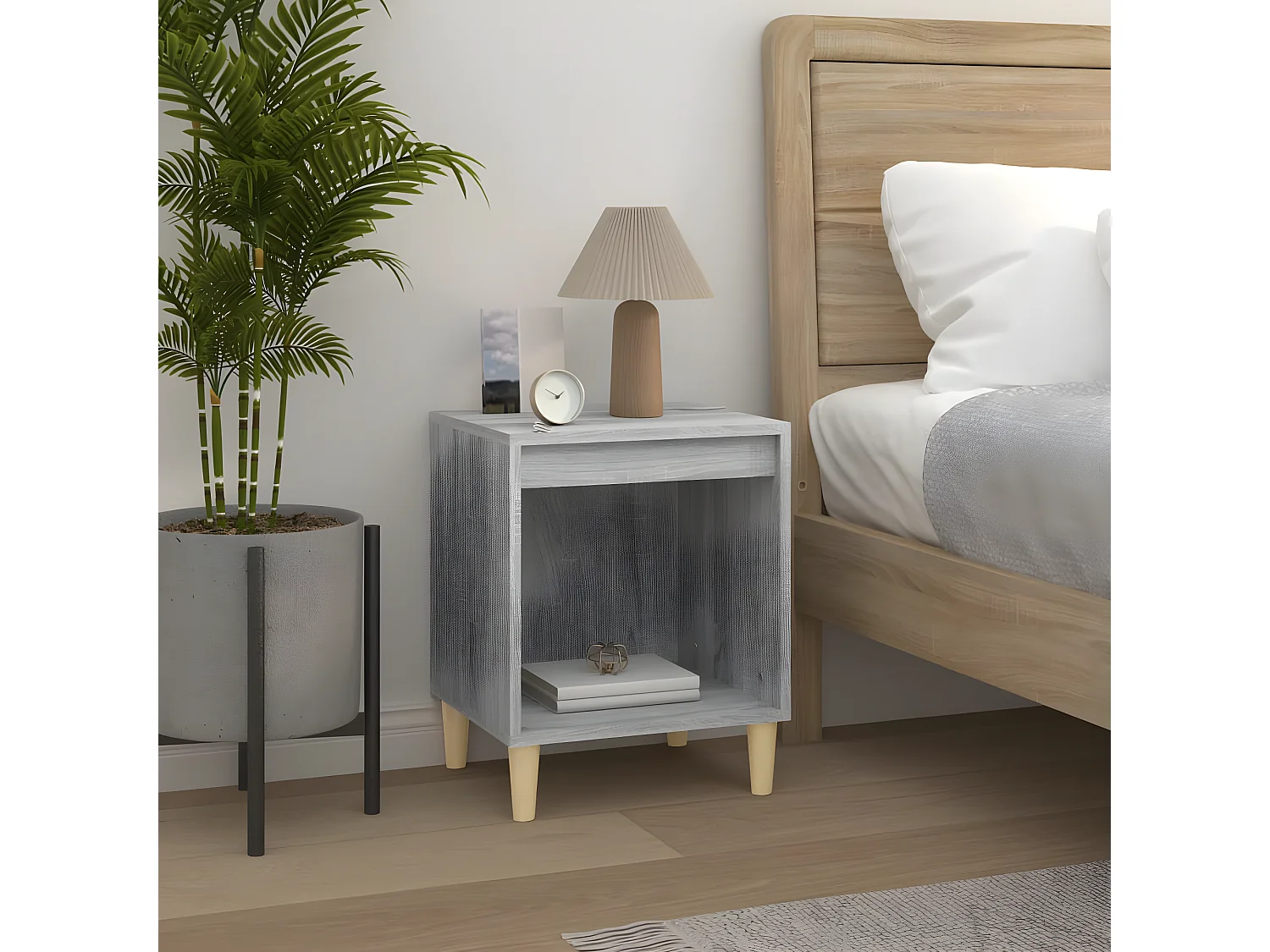 2er-Set Nachttische Nachtschrank Grau Sonoma 40x35x50 cm -RN95714