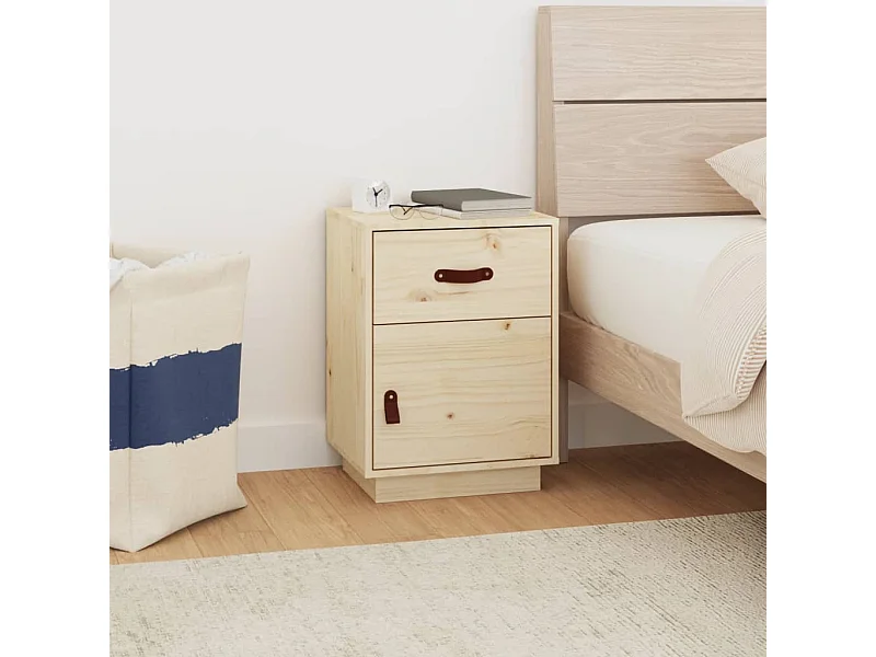 Nachttisch Nachtschrank 40x34x55 cm Massivholz Kiefer -RN97655