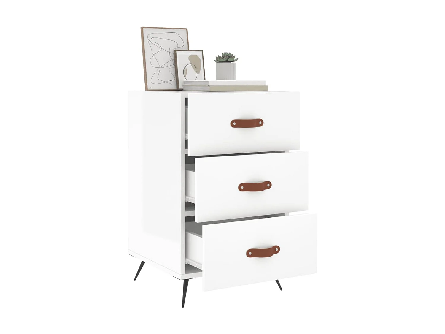 Nachttisch Nachtschrank Hochglanz-Weiß 40x40x66 cm Holzwerkstoff -RN42414