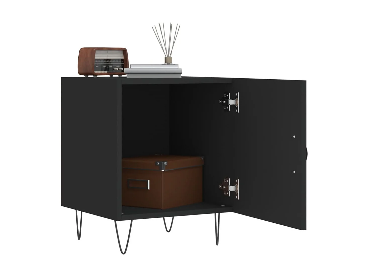 Nachttisch Nachtschrank Schwarz 40x40x50 cm Holzwerkstoff -RN29690