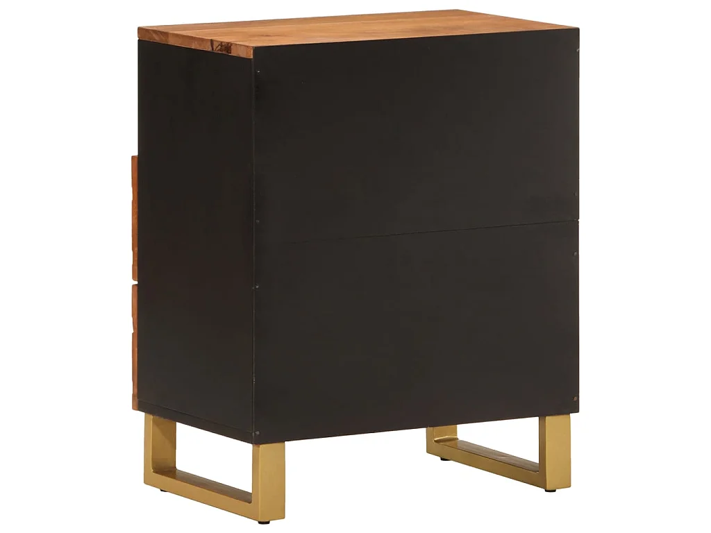 Nachttisch Nachtschrank Braun und Schwarz 50x33x60 cm Massivholz Mango -RN69744