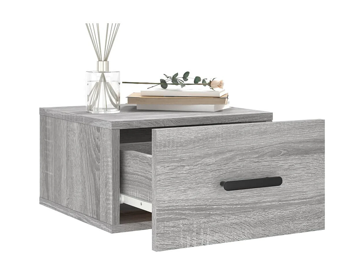 2er-Set Wand-Nachttische Nachtschrank Grau Sonoma 35x35x20 cm -RN56205