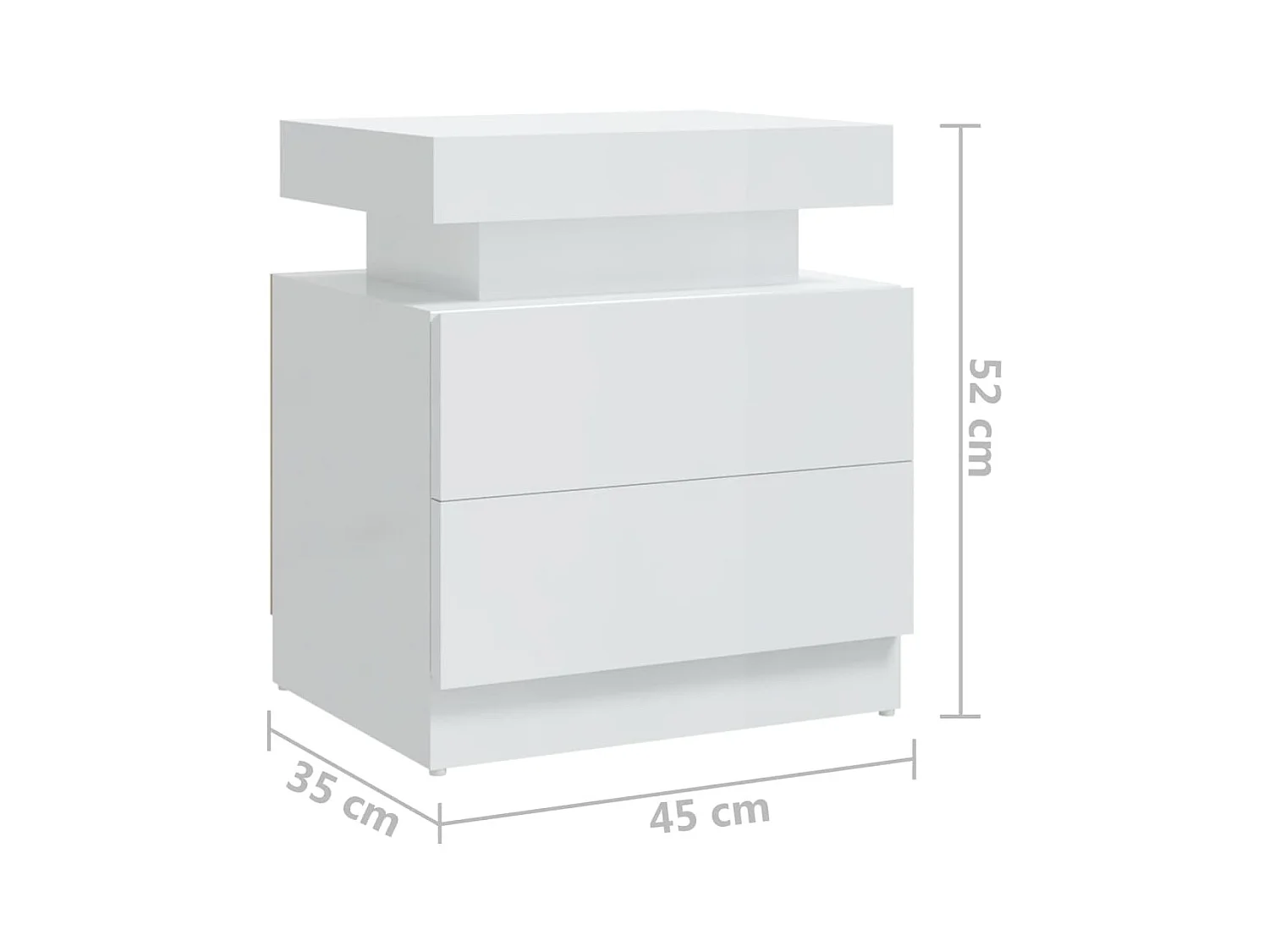 Nachttisch Nachtschrank Hochglanz-Weiß 45x35x52 cm Holzwerkstoff -RN35047