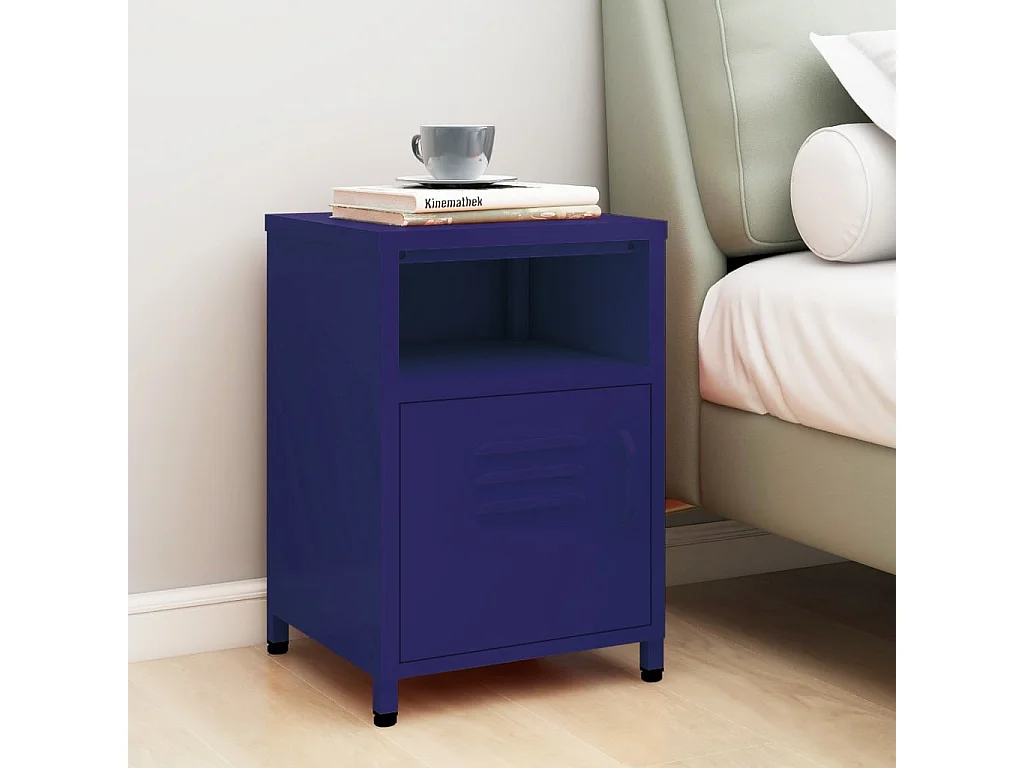 Nachttisch Nachtschrank Marineblau 35x35x51 cm Stahl -RN69581