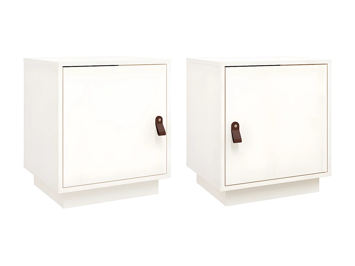 2er-Set Nachttische Nachtschrank Weiß 40x34x45 cm Massivholz Kiefer -RN50127