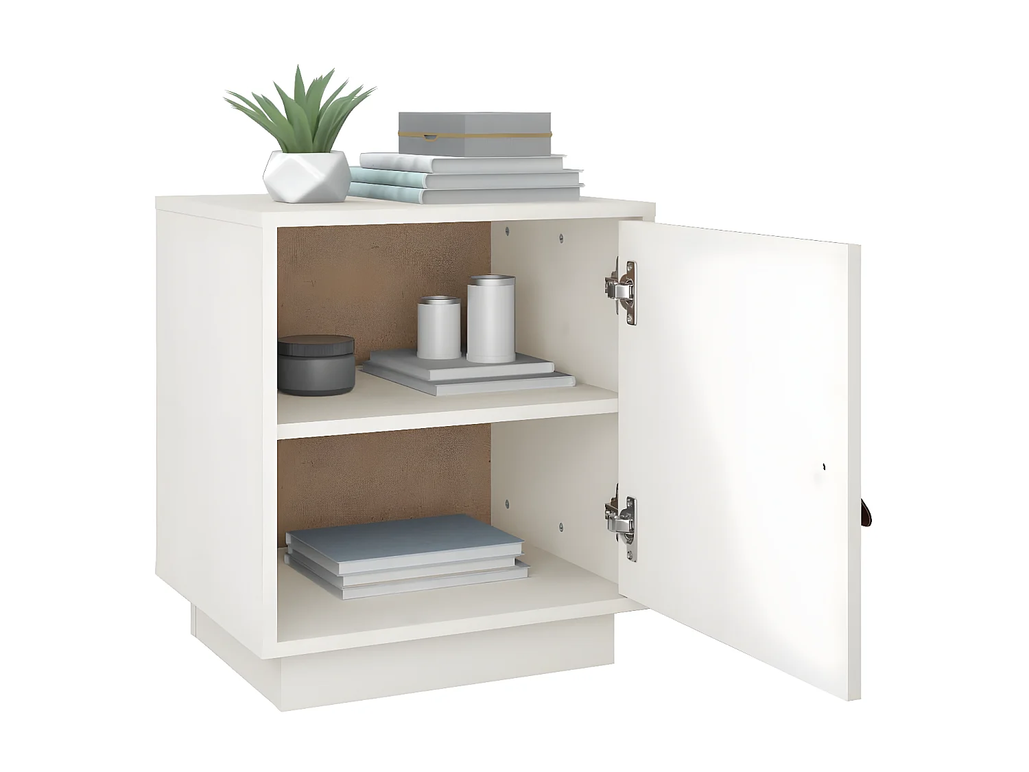 2er-Set Nachttische Nachtschrank Weiß 40x34x45 cm Massivholz Kiefer -RN50127