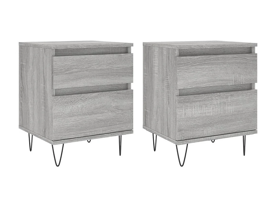2er-Set Nachttische Nachtschrank Grau Sonoma 40x35x50 cm Holzwerkstoff -RN84491