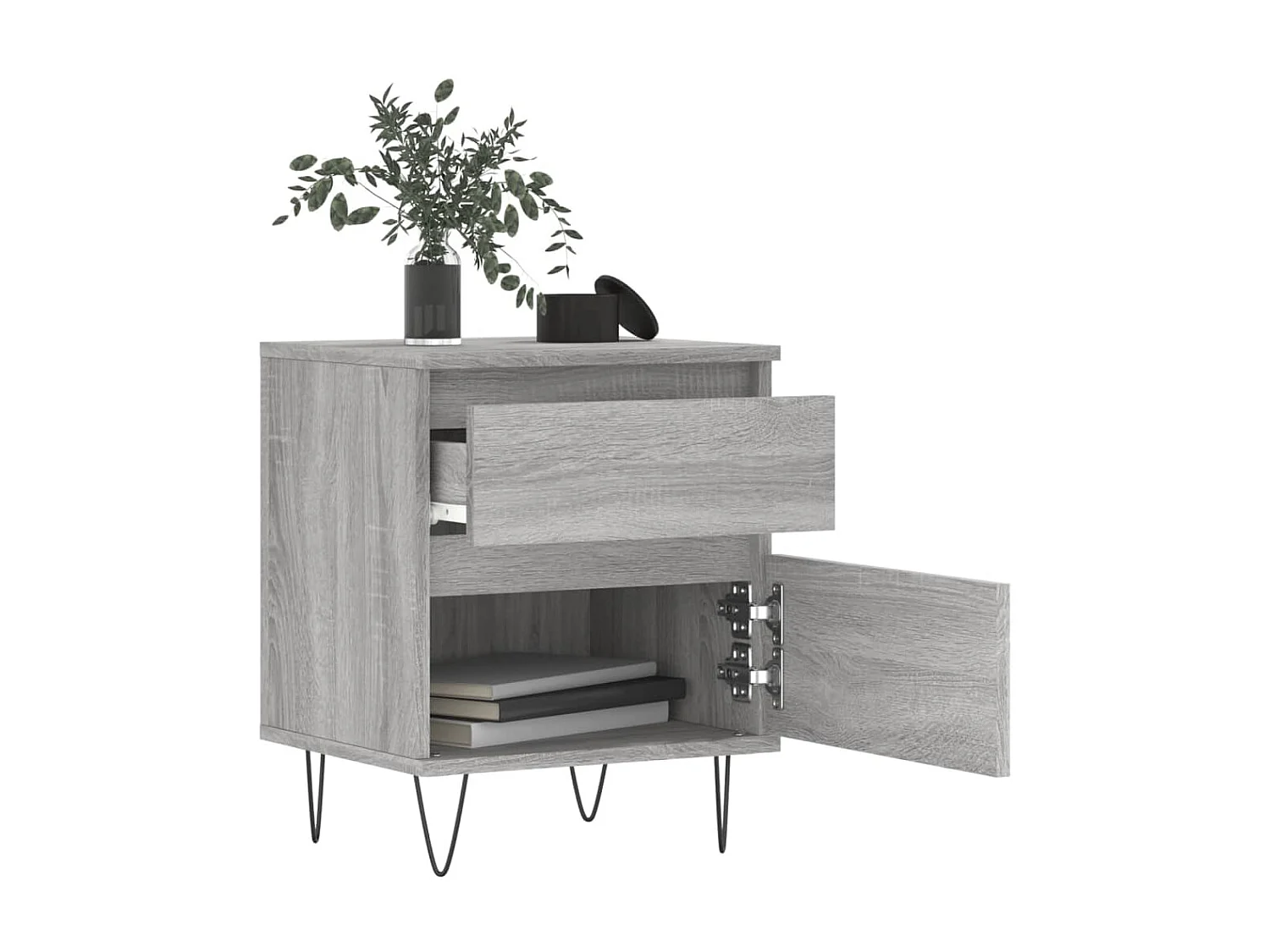 2er-Set Nachttische Nachtschrank Grau Sonoma 40x35x50 cm Holzwerkstoff -RN84491