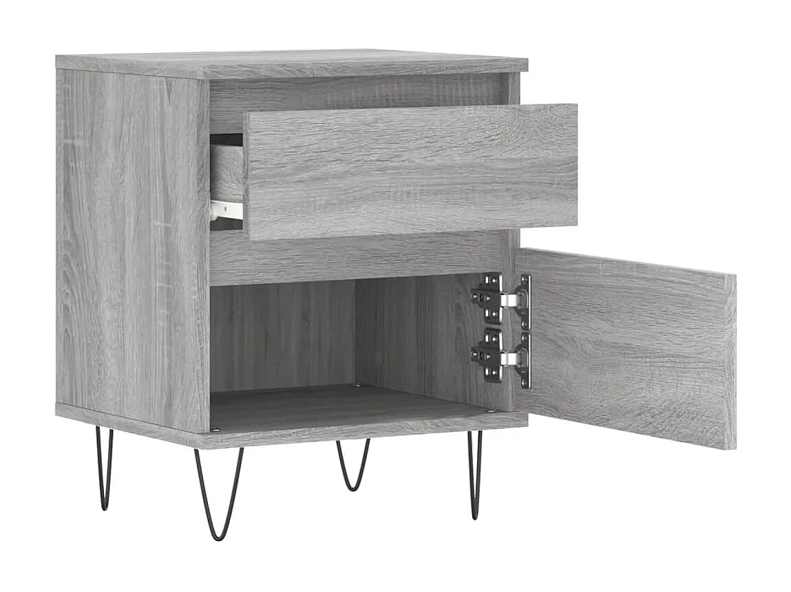 2er-Set Nachttische Nachtschrank Grau Sonoma 40x35x50 cm Holzwerkstoff -RN84491