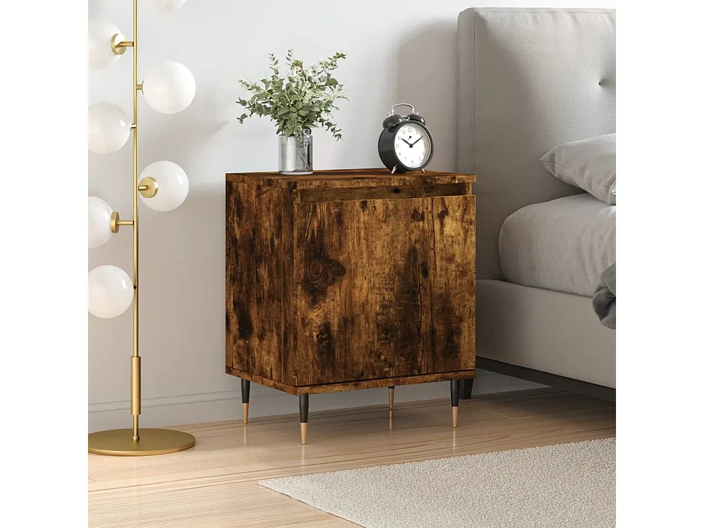 Nachttisch Nachtschrank Räuchereiche 40x30x50 cm Holzwerkstoff -RN88594