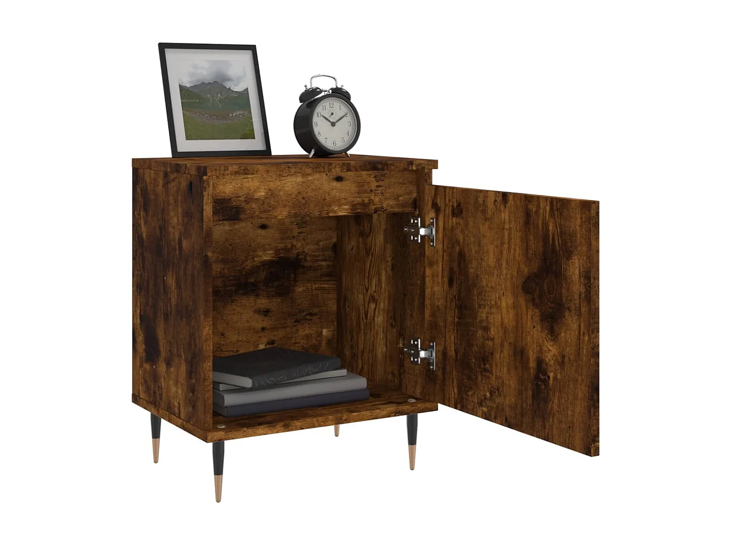 Nachttisch Nachtschrank Räuchereiche 40x30x50 cm Holzwerkstoff -RN88594