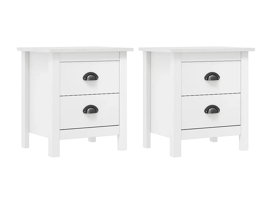 Nachttisch Hill 2er-Set Weiß 46x35x49,5 cm Massivholz Kiefer -RN24556