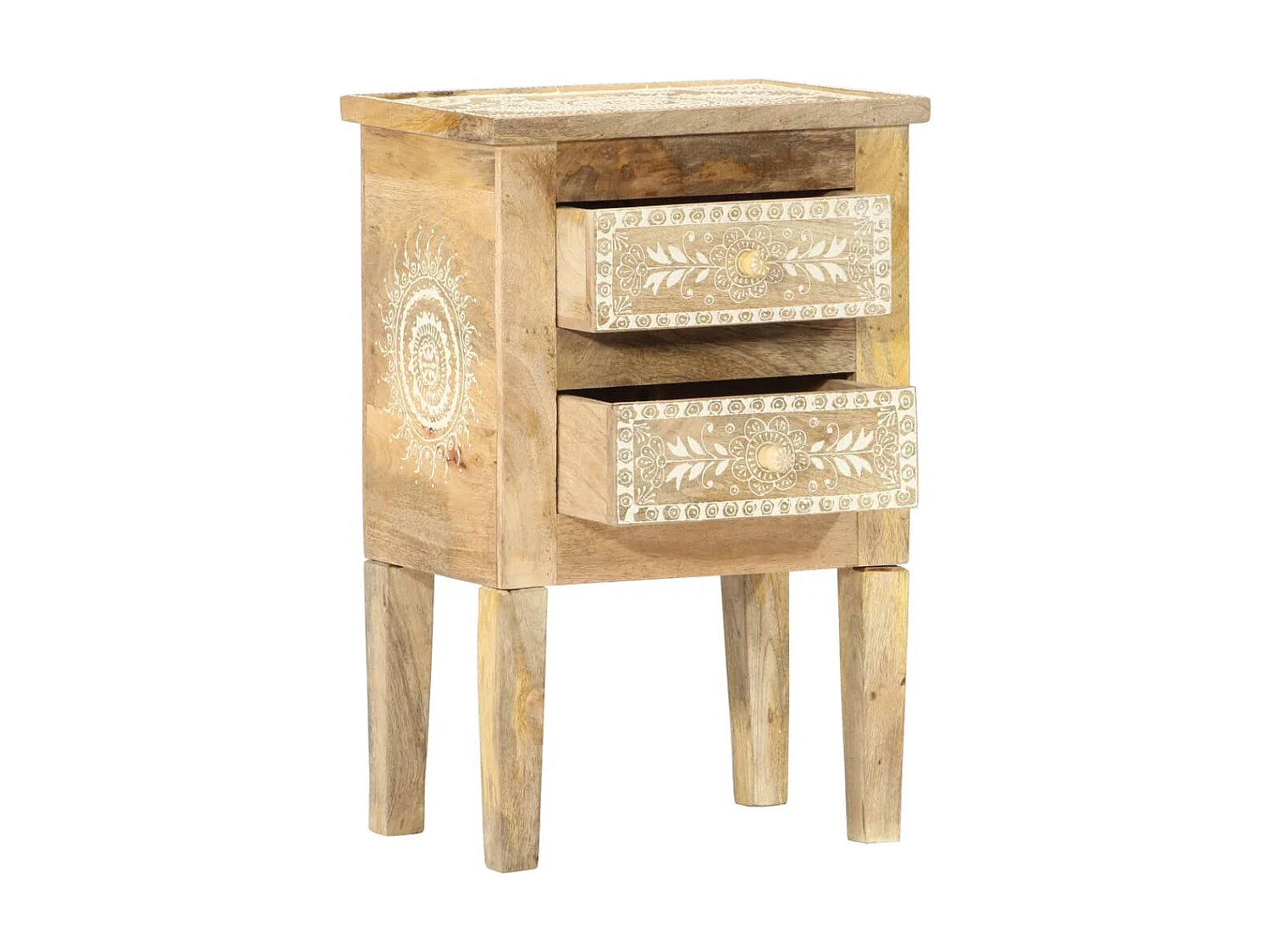 Nachttisch Nachtschrank Handbemalt 40×30×60 cm Mango Massivholz -RN47507