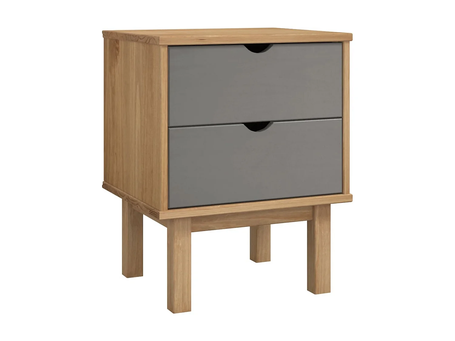 Nachttisch Nachtschrank OTTA Braun & Grau 45x39x57 cm Massivholz Kiefer -RN45271