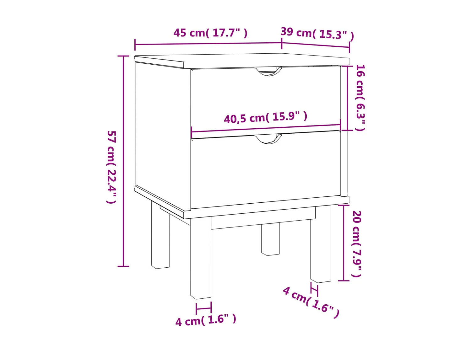 Nachttisch Nachtschrank OTTA Braun & Grau 45x39x57 cm Massivholz Kiefer -RN45271