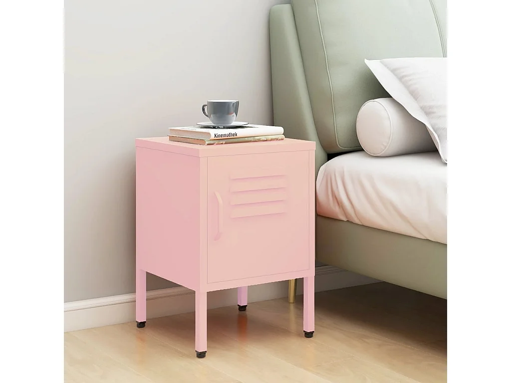 Nachttisch Nachtschrank Rosa 35x35x51 cm Stahl -RN52905