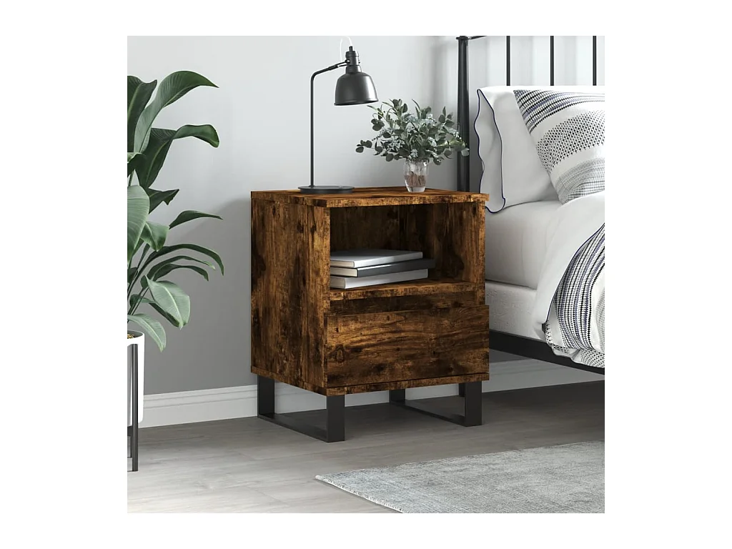 Nachttisch Nachtschrank Räuchereiche 40x35x50 cm Holzwerkstoff -RN56762