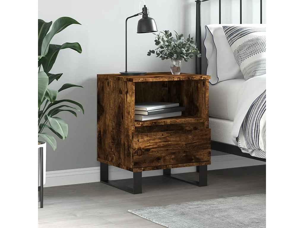 Nachttisch Nachtschrank Räuchereiche 40x35x50 cm Holzwerkstoff -RN56762