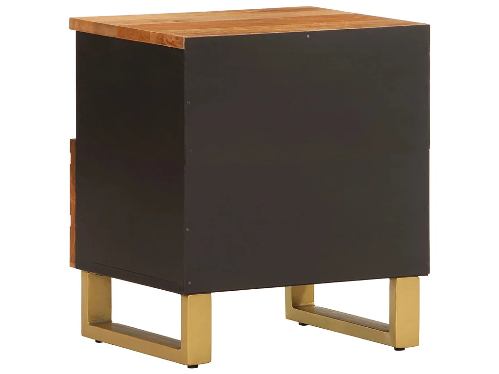 2er-Set Nachttische Nachtschrank Braun und Schwarz Massivholz Mango -RN34520