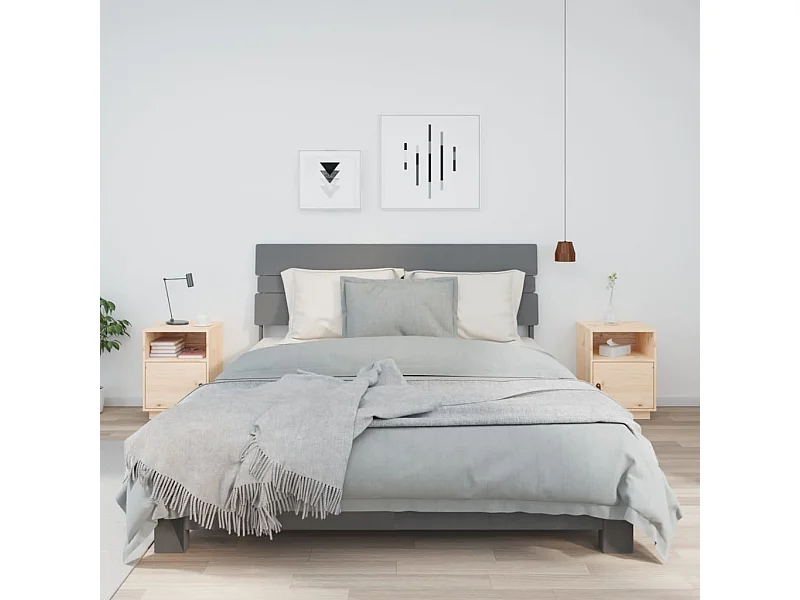 2er-Set Nachttische Nachtschrank 40x34x55 cm Massivholz Kiefer -RN98967