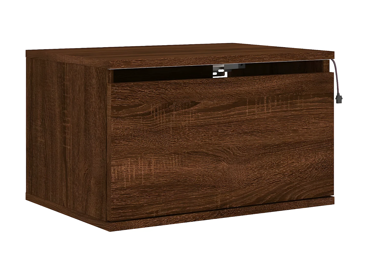 Wand-Nachttisch Nachtschrank mit LED-Leuchten Braun Eichen-Optik -RN46853