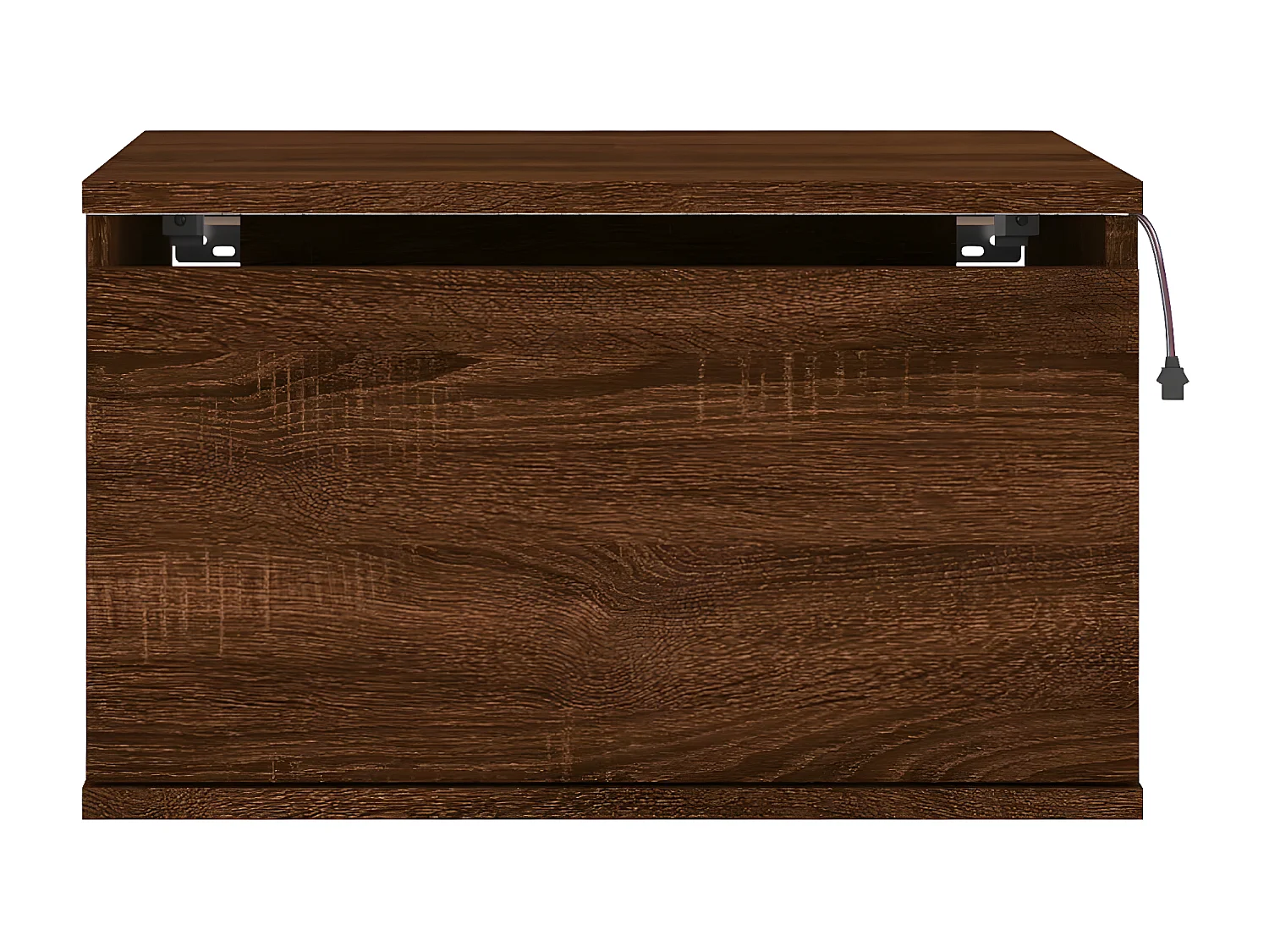 Wand-Nachttisch Nachtschrank mit LED-Leuchten Braun Eichen-Optik -RN46853