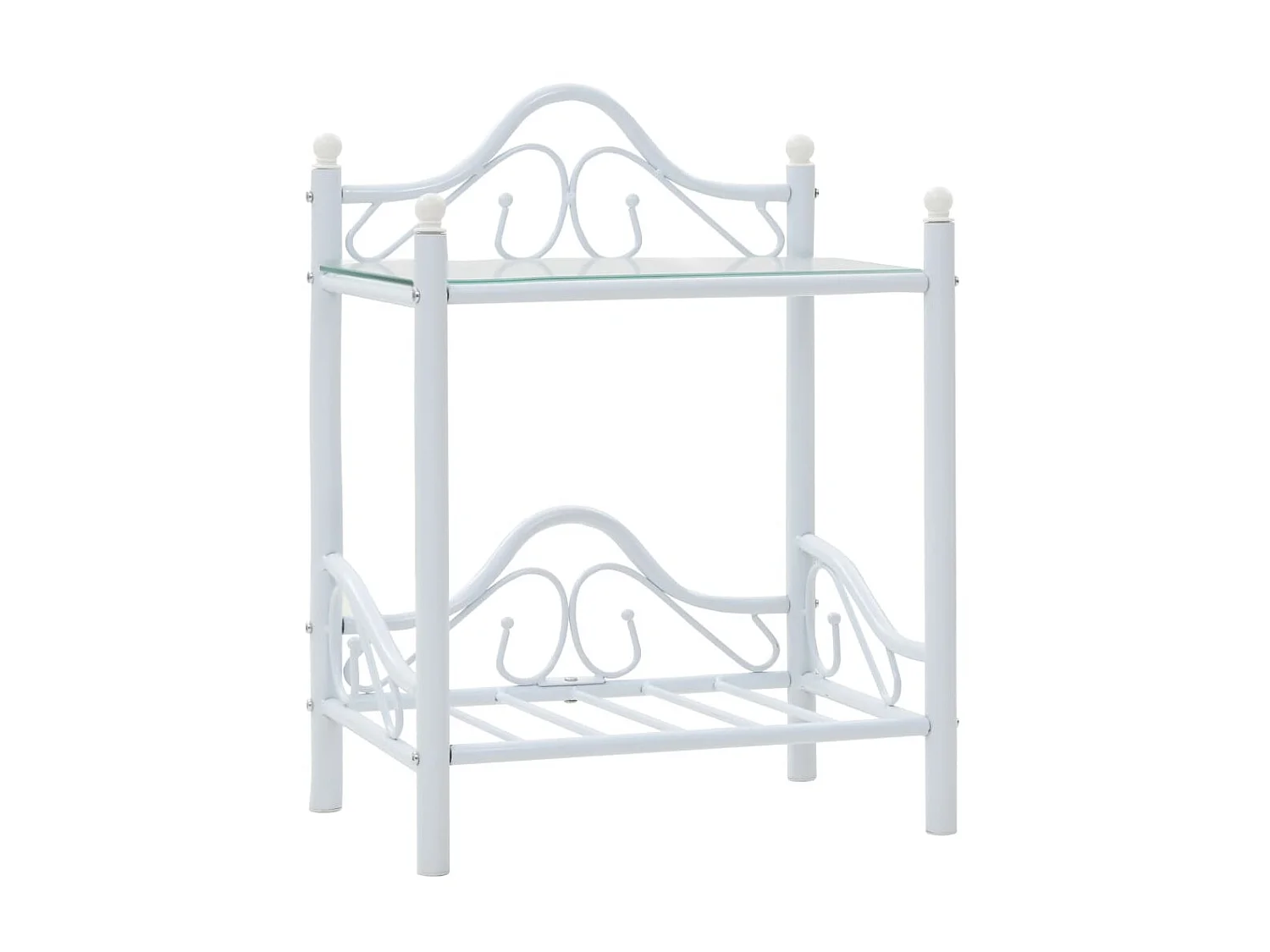 2er-Set Nachttische Nachtschrank Stahl und gehärtetes Glas 45x30,5x60 cm Weiß -RN83040