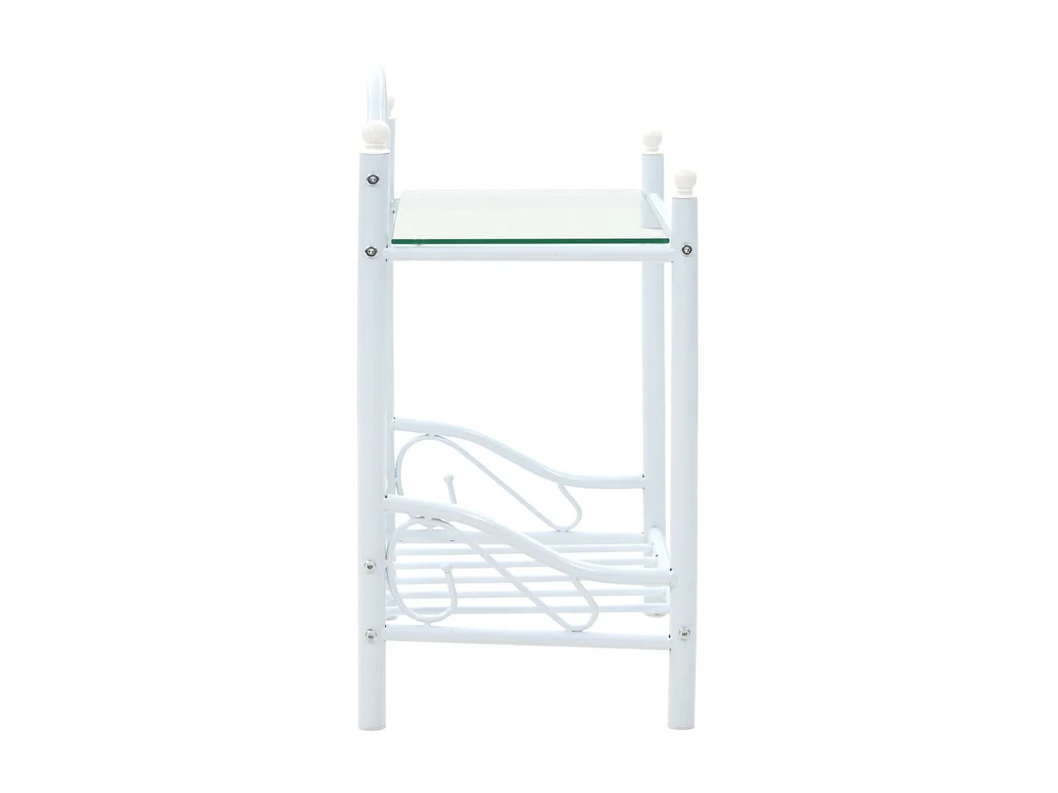 2er-Set Nachttische Nachtschrank Stahl und gehärtetes Glas 45x30,5x60 cm Weiß -RN83040