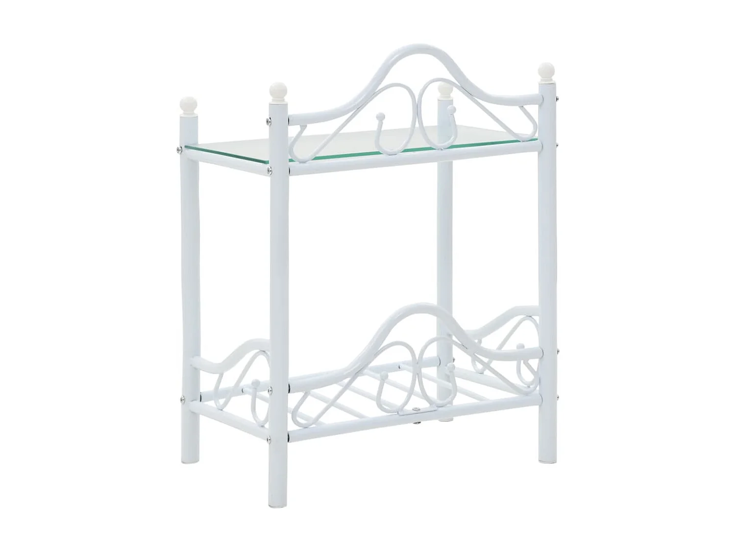 2er-Set Nachttische Nachtschrank Stahl und gehärtetes Glas 45x30,5x60 cm Weiß -RN83040