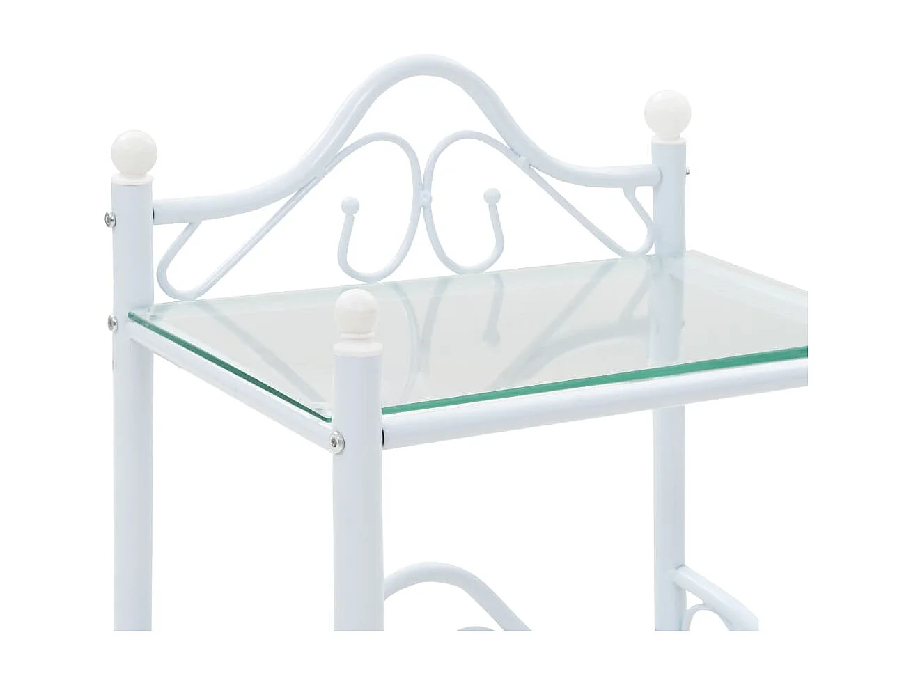 2er-Set Nachttische Nachtschrank Stahl und gehärtetes Glas 45x30,5x60 cm Weiß -RN83040