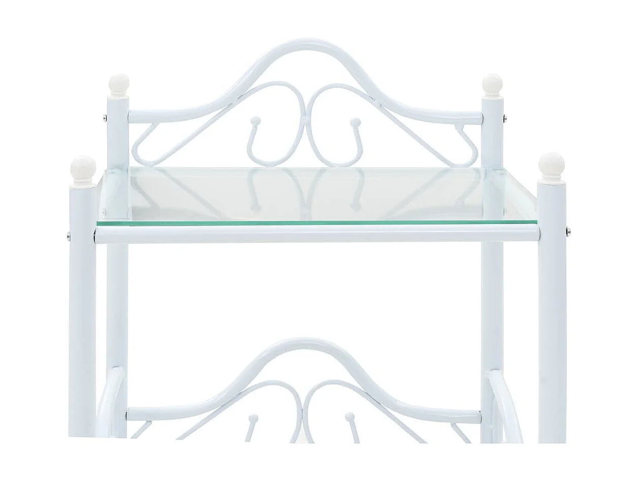 2er-Set Nachttische Nachtschrank Stahl und gehärtetes Glas 45x30,5x60 cm Weiß -RN83040